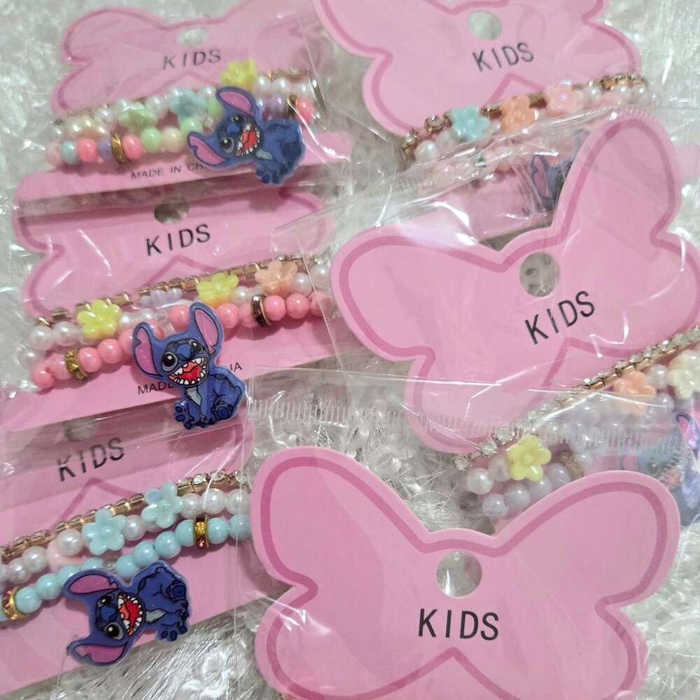 Kids Lot of 12 pcs x 3 Stitch Style Pastel Color's Bracelet's for Girl's
